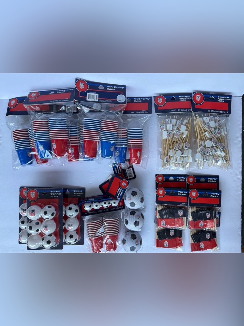 NEW Official US Soccer Party Supplies Huge Lot Cups Balls Picks USMNT Sealed #2